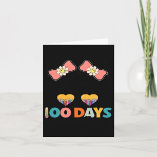 100 Days Smarter Girls Messy Bun Hair 100th Day Of Card