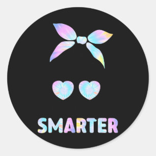 100 Days Smarter Girls Messy Bun Hair 100th Day Of Classic Round Sticker