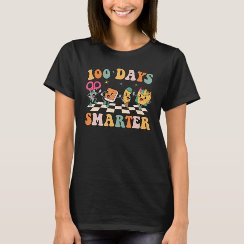 100 Days Smarter Happy 100 Days Of School Groovy R T_Shirt