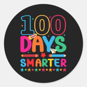 100 Days Smarter Happy 100th Day Of School Classic Round Sticker
