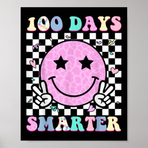 100 Days Smarter Happy 100th Day Of School Groovy Poster