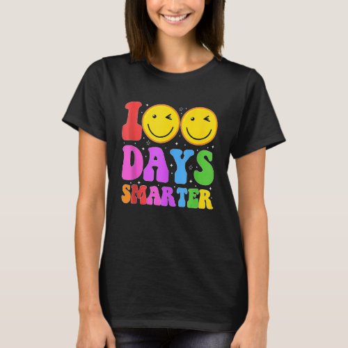 100 Days Smarter Happy 100th Day Of School Groovy  T_Shirt