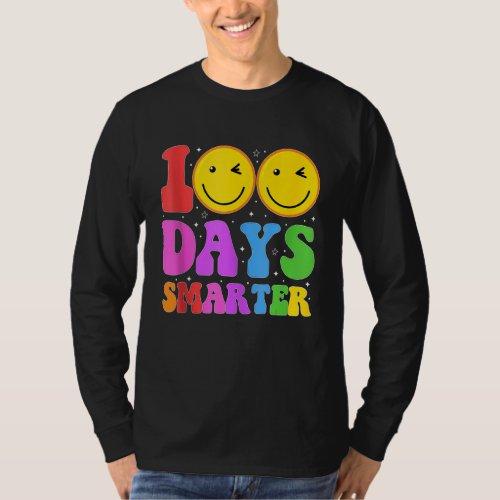 100 Days Smarter Happy 100th Day Of School Groovy  T_Shirt