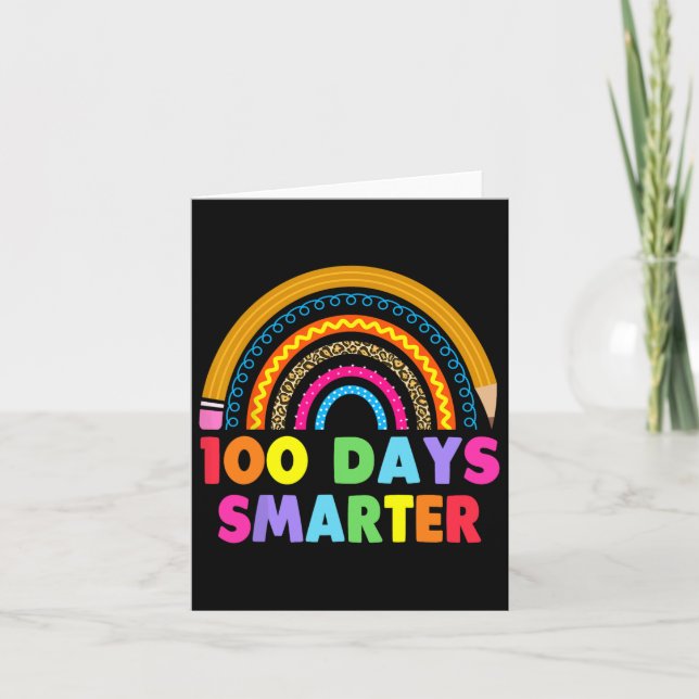 100 Days Smarter Happy 100th Day Of School Rainbow Card (Front)