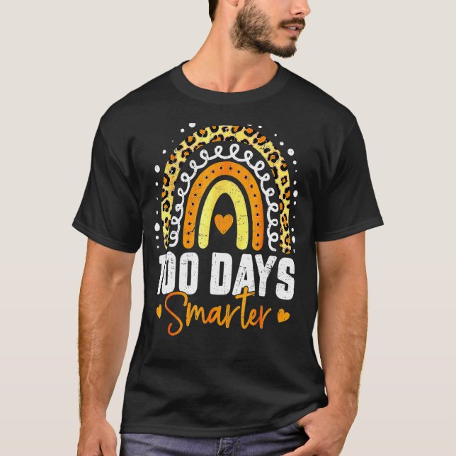 100 Days Smarter Happy 100th Day Of School Rainbow T-Shirt (Front)