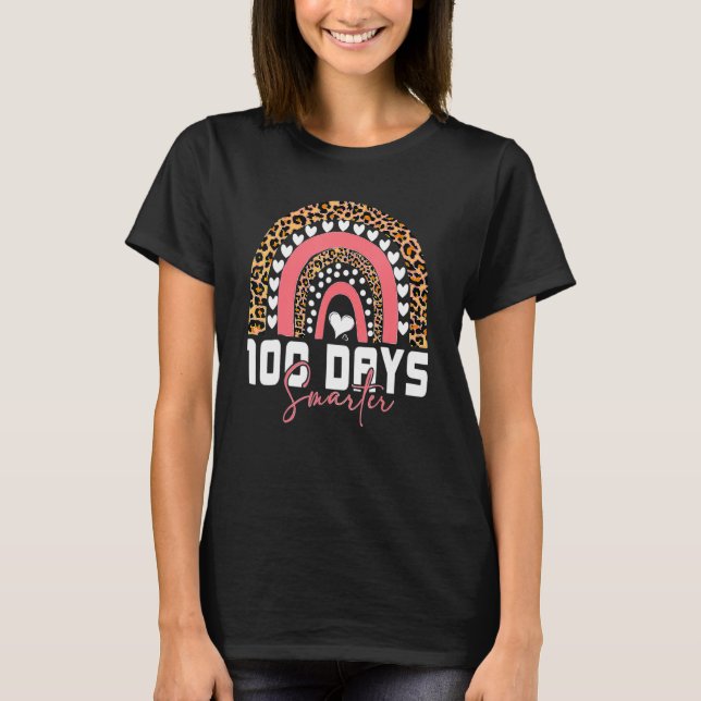 100 Days Smarter Happy 100th Day Of School Rainbow T-Shirt (Front)