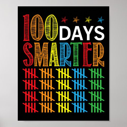 100 Days Smarter Happy 100th Day Of School Student Poster