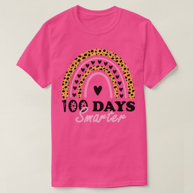 100 Days Smarter Happy 100th Days Of school Rainbo T-Shirt (Design Front)