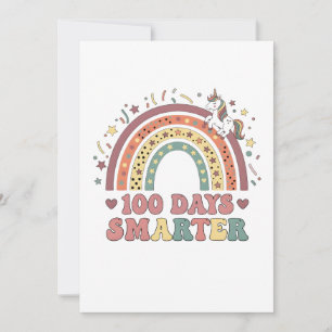 100 Days Smarter Kids Girls Unicorn 100th Day of Holiday Card