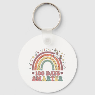 100 Days Smarter Kids Girls Unicorn 100th Day of Keychain