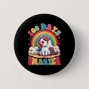 100 Days Smarter Kids Girls Unicorn 100th Day Of S Button