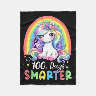 100 Days Smarter Kids Girls Unicorn 100th Day Of S Fleece Blanket