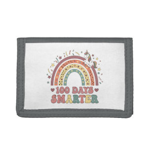 100 Days Smarter Kids Girls Unicorn 100th Day of  Trifold Wallet