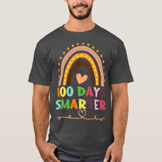 100 Days Smarter Kindergarden School Teacher Rainb T-Shirt