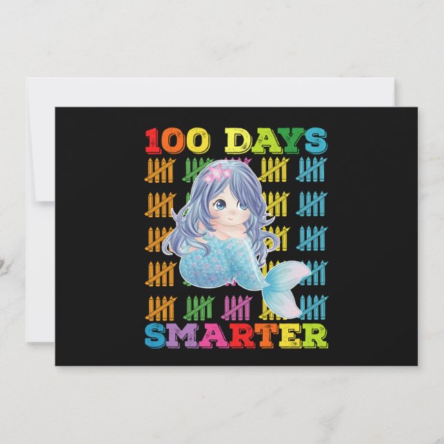 100 Days Smarter Mermaid 100th Day Of School Invitation (Front)