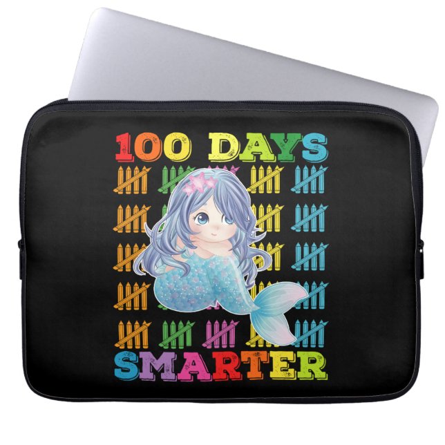 100 Days Smarter Mermaid 100th Day Of School Laptop Sleeve (Front)