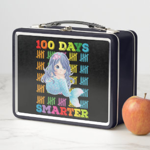 100 Days Smarter Mermaid 100th Day Of School Metal Lunch Box