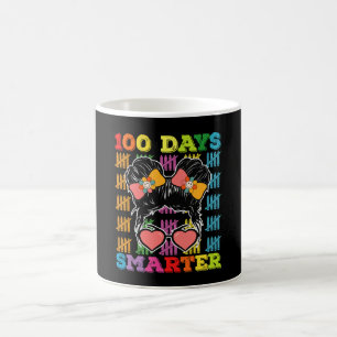 100 Days Smarter Messy Bun 100th Day Of School Coffee Mug