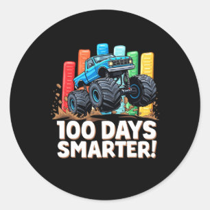 100 Days Smarter Monster Truck 100 Days Of School  Classic Round Sticker