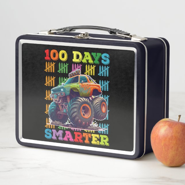 100 Days Smarter Monster Truck 100th Day School Metal Lunch Box (In Situ)