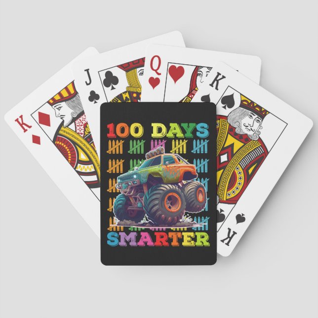 100 Days Smarter Monster Truck 100th Day School Poker Cards (Back)
