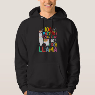 100 Days Smarter No Probllama Llama 100 Days of Sc Hoodie