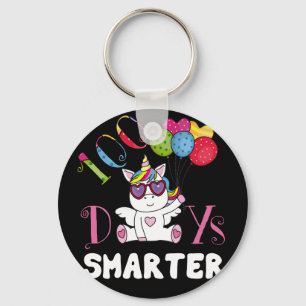 100 Days Smarter of School Unicorn Girls Costume Keychain