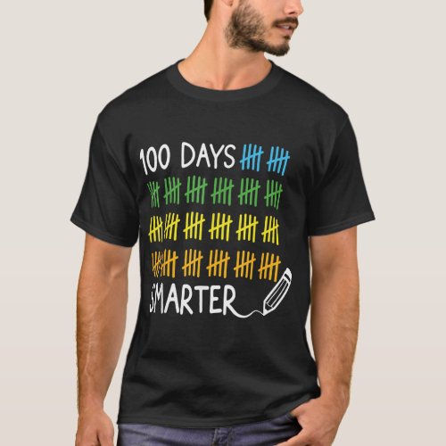 100 Days Smarter Pencil Tally Marks 100 Days of Sc T_Shirt