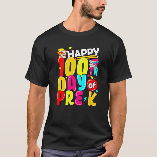 100 Days Smarter Pre K Teacher Students Kids Boys T-Shirt (Front)