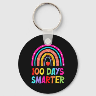 100 Days Smarter Rainbow Happy 100th Day Of School Keychain