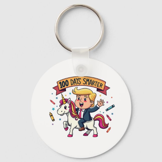 100 Days Smarter School Trump Inaguration Day  Keychain (Front)
