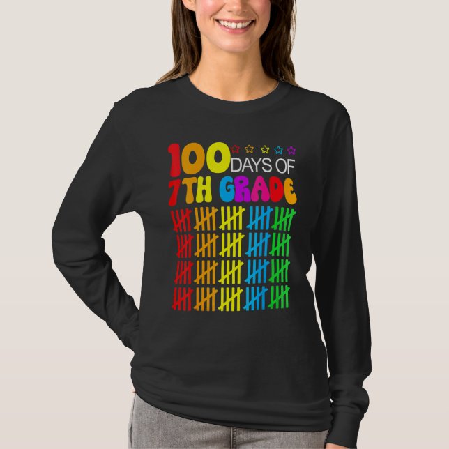 100 Days Smarter Seventh Grade 100th Day Of School T-Shirt (Front)