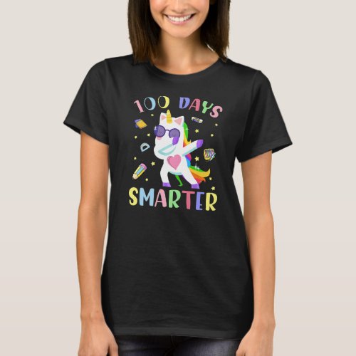 100 Days Smarter Shirt Dabbing Unicorn Cute for Ki