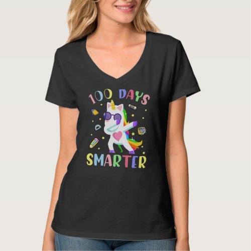 100 Days Smarter Shirt Dabbing Unicorn Cute for Ki