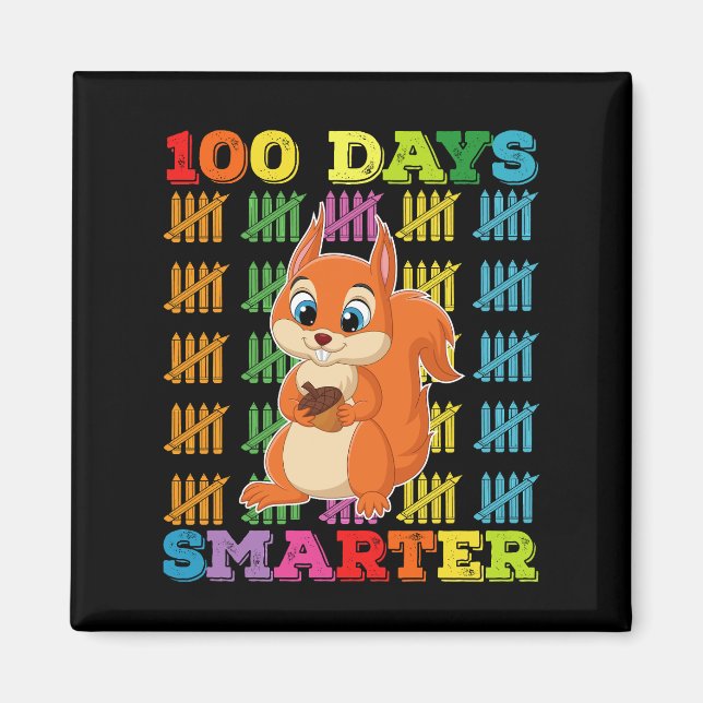 100 Days Smarter Squirrel 100th Day Of School Magnet (Front)