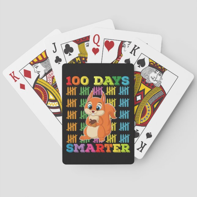 100 Days Smarter Squirrel 100th Day Of School Poker Cards (Back)