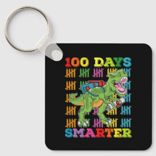 100 Days Smarter T Rex Dinosaur 100th Day School Keychain