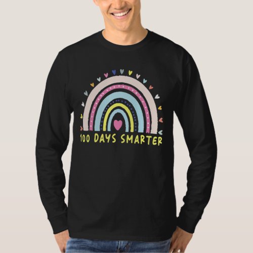 100 Days Smarter Teacher Rainbow Groovy 100th Day  T_Shirt