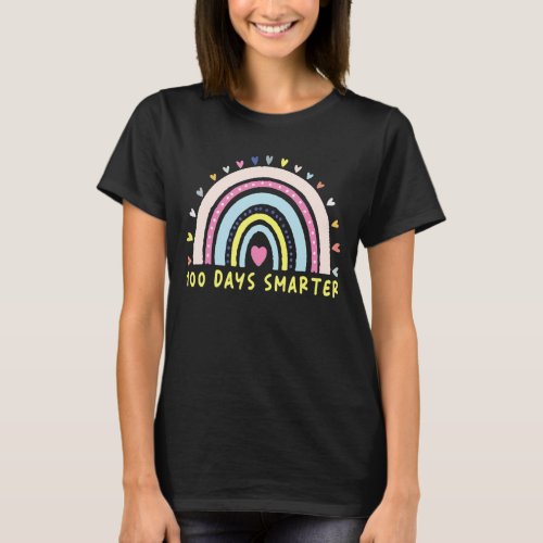 100 Days Smarter Teacher Rainbow Groovy 100th Day  T_Shirt