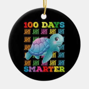 100 Days Smarter Turtle 100th Day Of School Ceramic Ornament