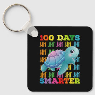 100 Days Smarter Turtle 100th Day Of School Keychain