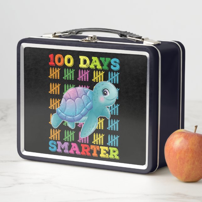 100 Days Smarter Turtle 100th Day Of School Metal Lunch Box (In Situ)