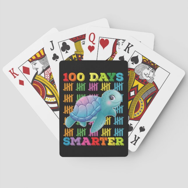 100 Days Smarter Turtle 100th Day Of School Poker Cards (Back)