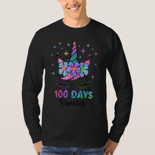 100 Days Smarter Unicorn Face 100 Days Of School G T_Shirt