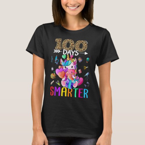 100 Days Smarter Unicorn Girls Happy 100th Day Of  T_Shirt