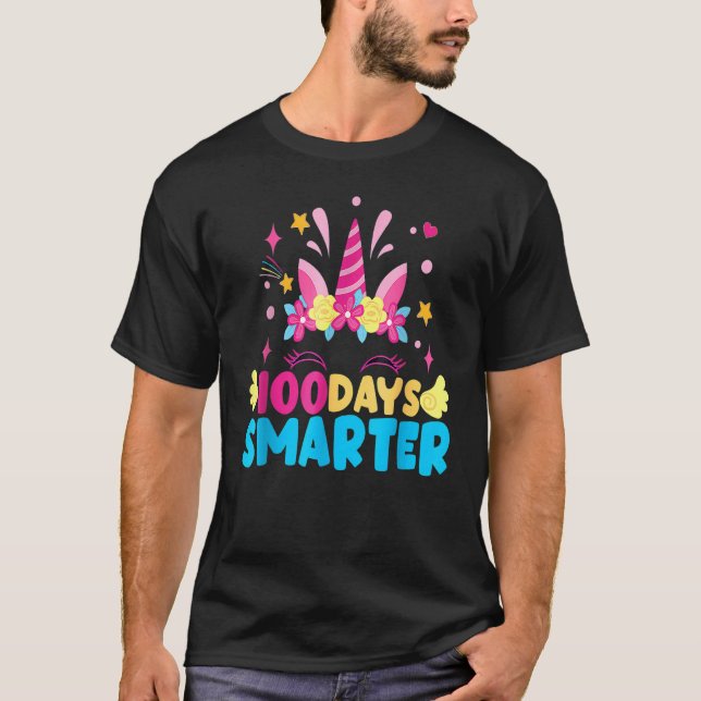 100 Days Smarter Unicorn Girls Teacher 100th Day O T-Shirt (Front)