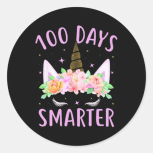 100 Days Smarter Unicorn Kids Costume 100th Day Of Classic Round Sticker