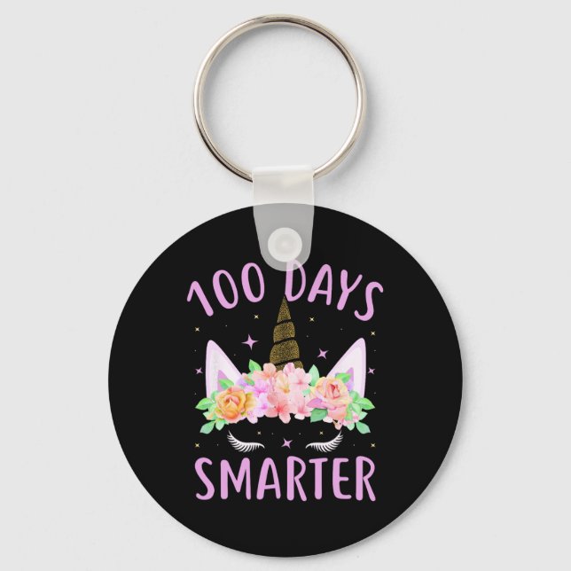 100 Days Smarter Unicorn Kids Costume 100th Day Of Keychain (Front)