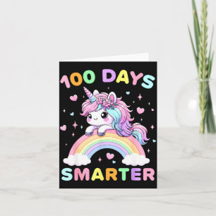 100 Days Smarter Unicorrn 100th Day Of School Kids Card