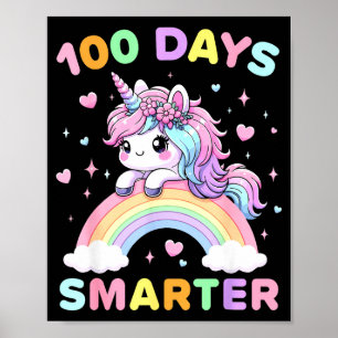 100 Days Smarter Unicorrn 100th Day Of School Kids Poster